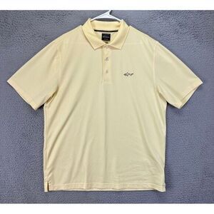Greg Norman Polo Shirt Men Large Yellow Tasso Elba Five Iron Play Dry Golf Rugby